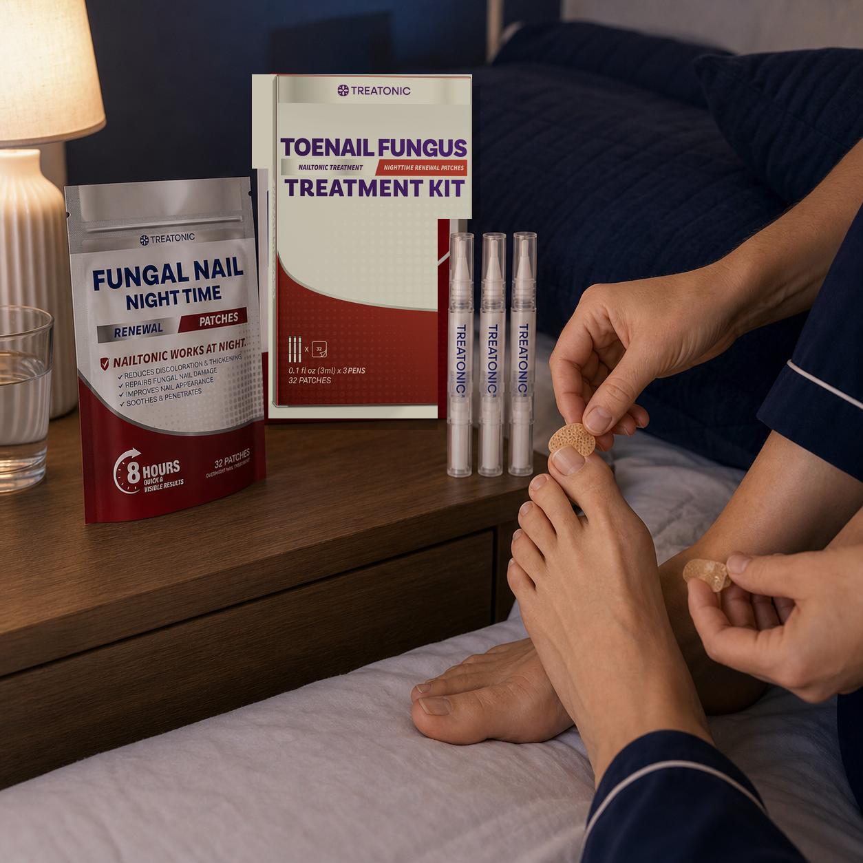 Placing the Treatonic renewal patch before bed