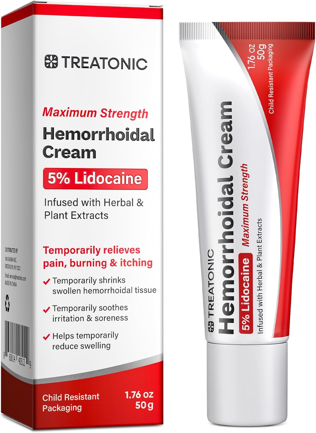 Treatonic Hemorrhoid Treatment Cream: 5% Lidocaine Hemorrhoid Cream