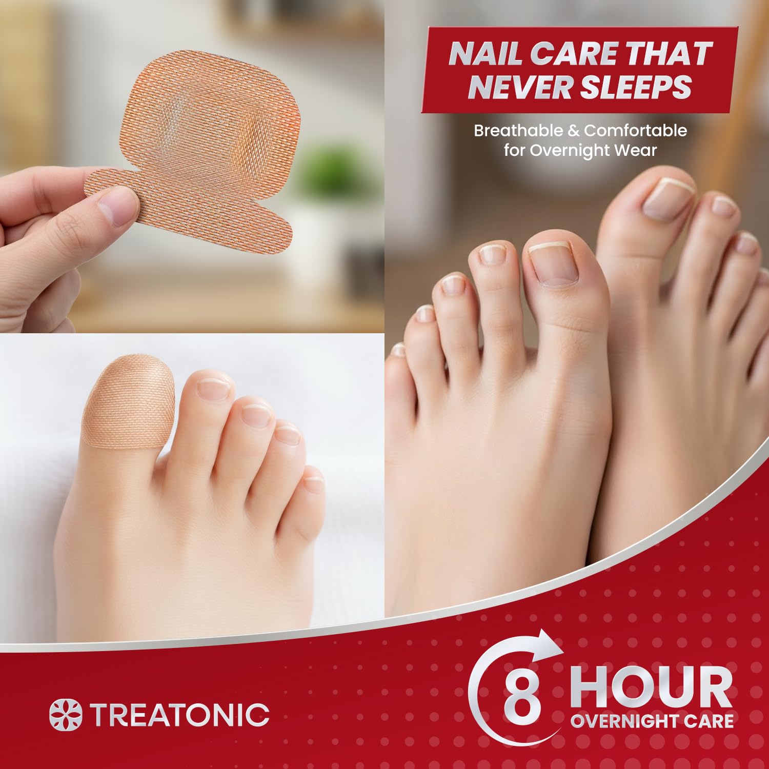 Treatonic Toenail Fungal Nail Patches: Nighttime Renewal Nail Repair Patch (32Pcs)