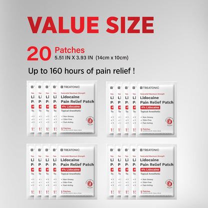 Treatonic Lidocaine Pain Relief Patch: Maximum Strength 4% Lidocaine