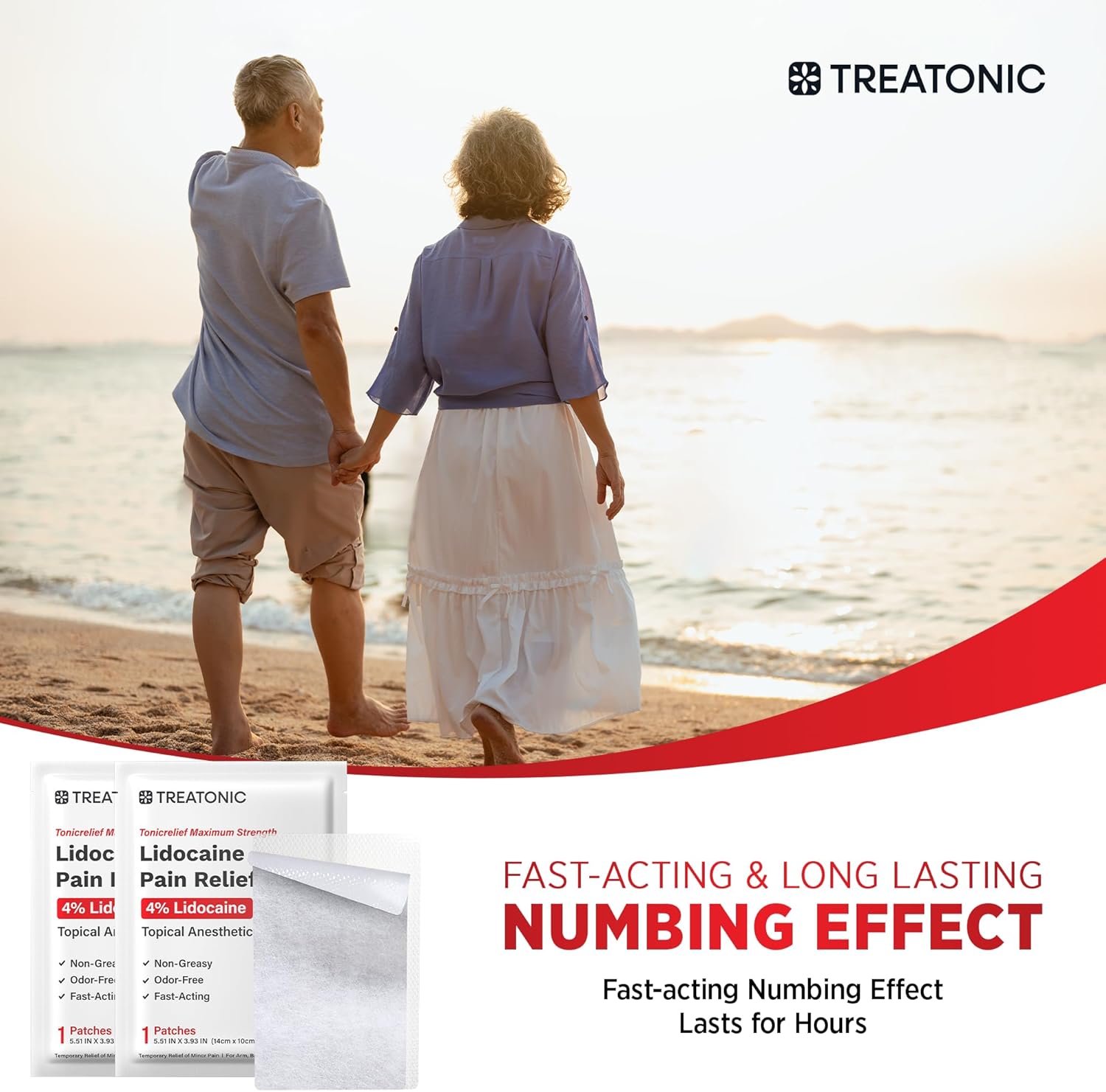 Treatonic Lidocaine Pain Relief Patch: Maximum Strength 4% Lidocaine