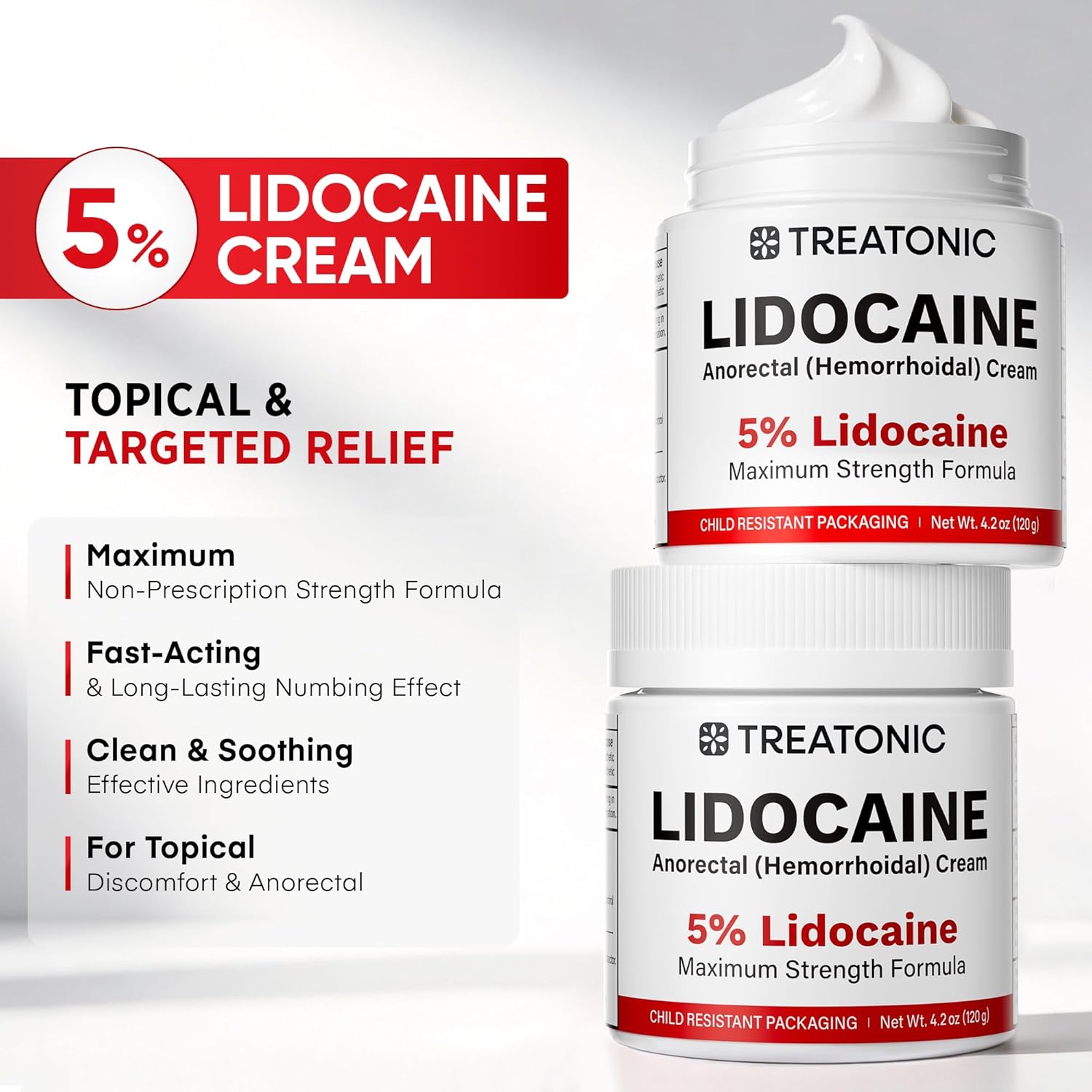 Treatonic 5% Lidocaine Numbing Cream 4oz