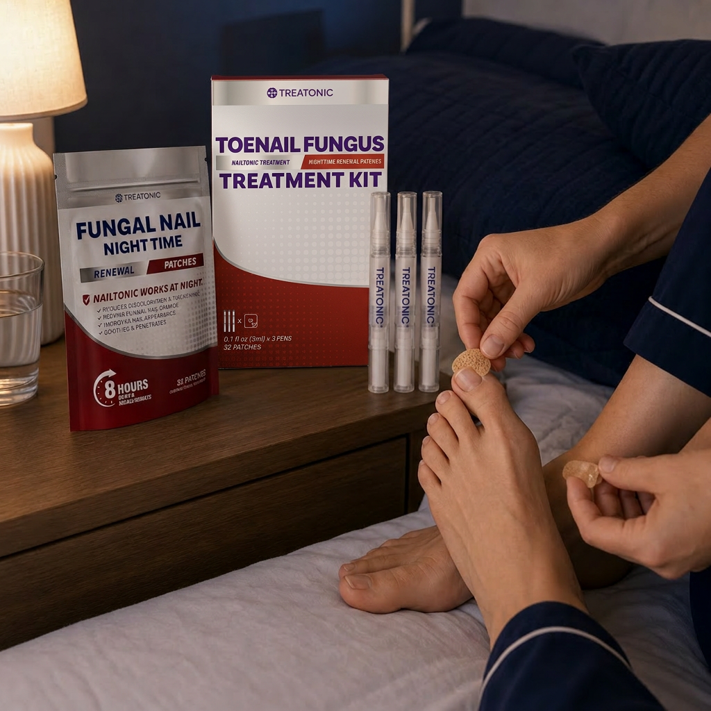Placing the Treatonic renewal patch before bed