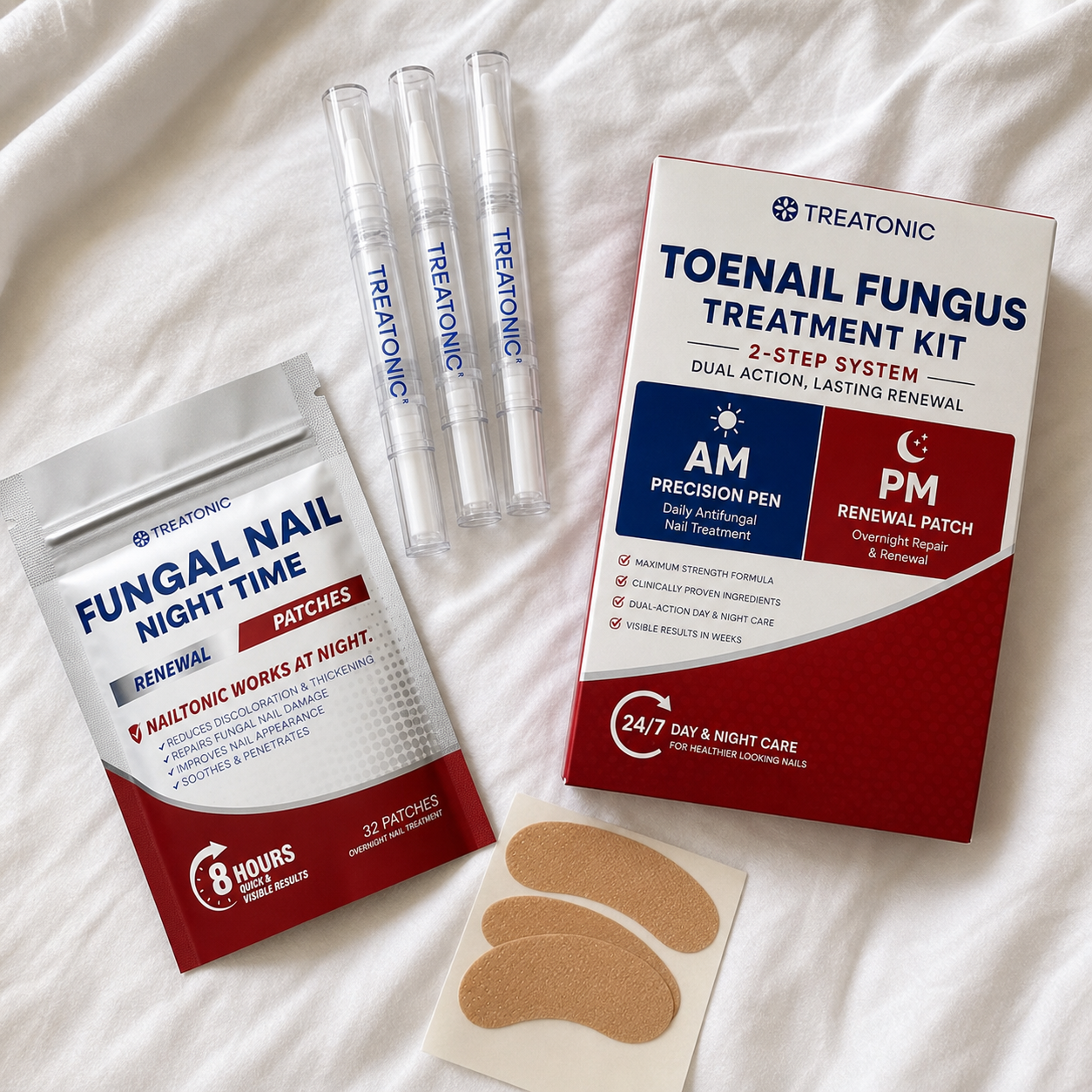 Treatonic Toenail Fungus 2-Step Treatment Kit — AM Precision Pen and PM Renewal Patch