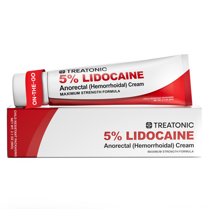Treatonic 5% Lidocaine Numbing Cream: Lidocaine Cream for Pain Relief, Itching, Burning, Soreness, Hemorrhoid - Maximum Strength Topical Numb - Fast Acting & Long Lasting Numbing - 2.1 oz