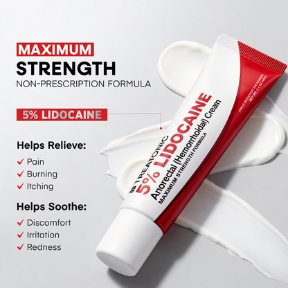 Treatonic 5% Lidocaine Numbing Cream: Lidocaine Cream for Pain Relief, Itching, Burning, Soreness, Hemorrhoid - Maximum Strength Topical Numb - Fast Acting & Long Lasting Numbing - 2.1 oz
